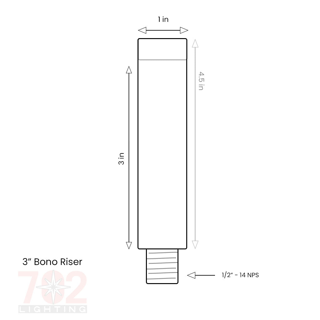 702 Lighting BONO Riser • 3 to 18in • Brass