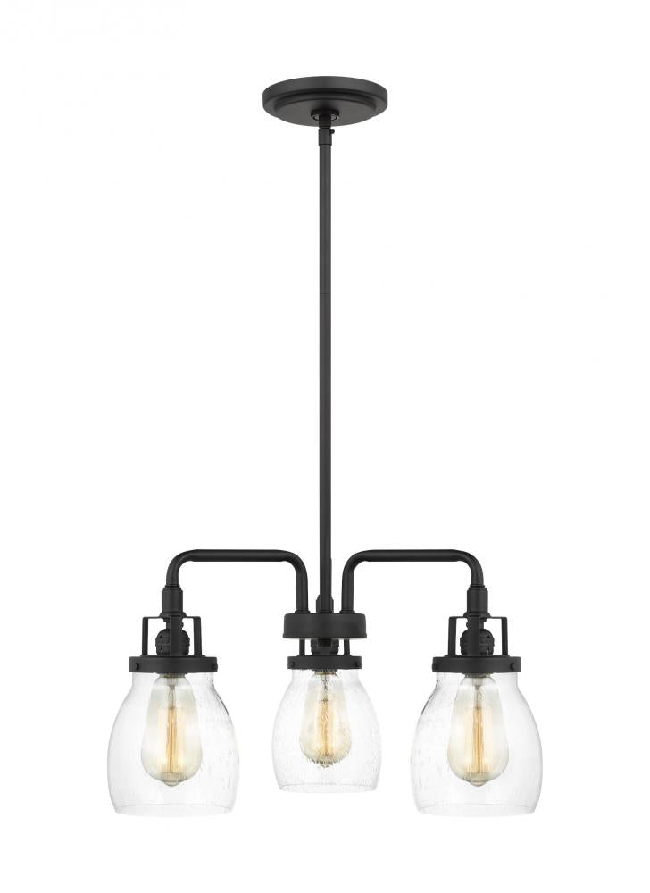 Generation Lighting 3114503-112 Belton transitional 3-light indoor dimmable ceiling chandelier pendant light in midnight black finis