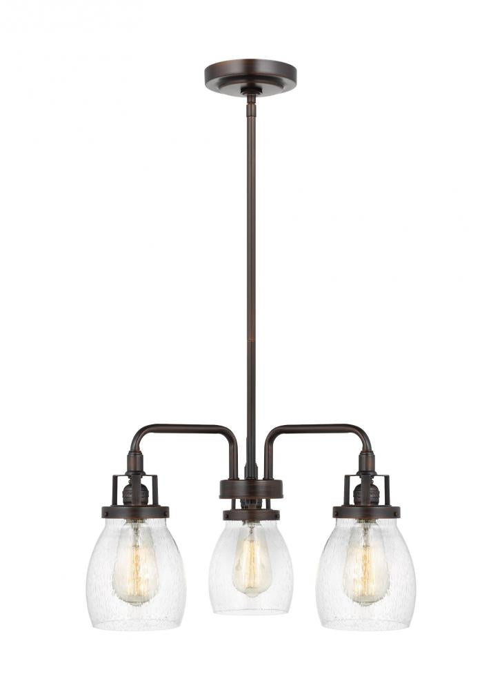 Generation Lighting 3114503-710 Belton transitional 3-light indoor dimmable ceiling chandelier pendant light in bronze finish with c