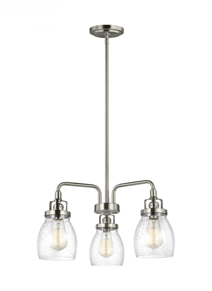 Generation Lighting 3114503-962 Belton transitional 3-light indoor dimmable ceiling chandelier pendant light in brushed nickel silve