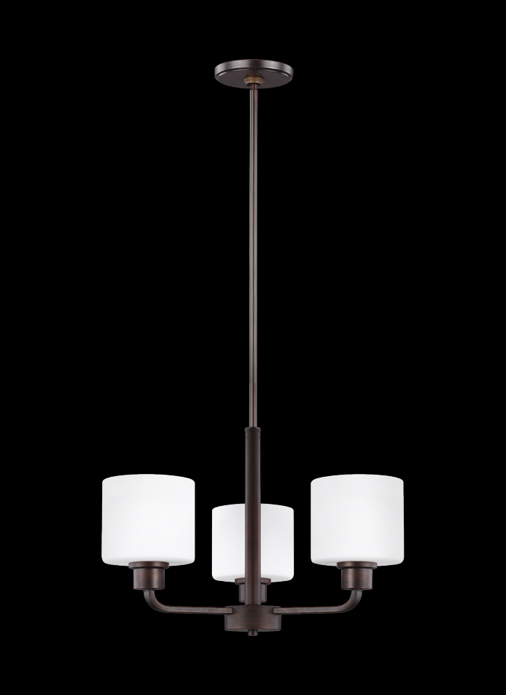 Generation Lighting 3128803-710 Canfield modern 3-light indoor dimmable ceiling chandelier pendant light in bronze finish with etche