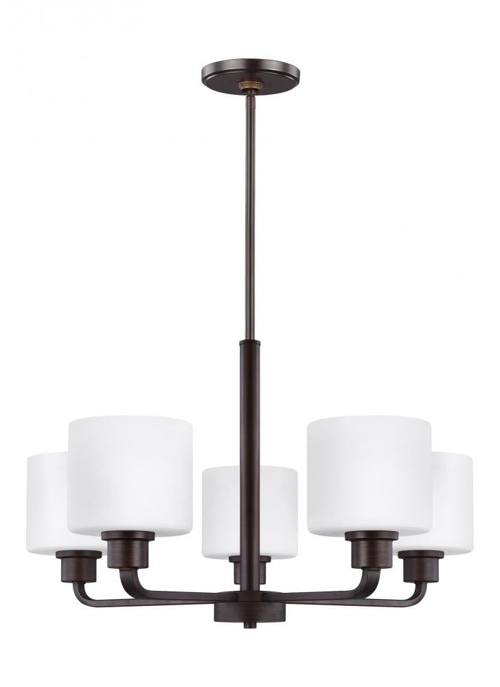 Generation Lighting 3128805EN3-710 Canfield modern 5-light LED indoor dimmable ceiling chandelier pendant light in bronze finish with e