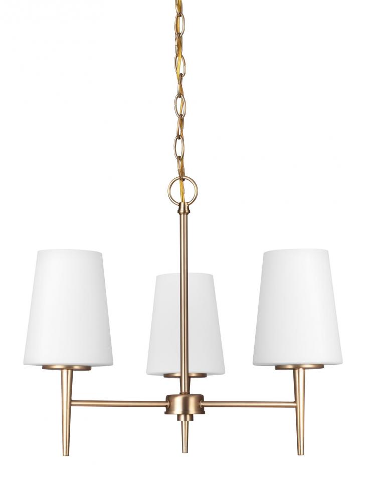 Generation Lighting 3140403EN3-848 Driscoll contemporary 3-light LED indoor dimmable ceiling chandelier pendant light in satin brass go