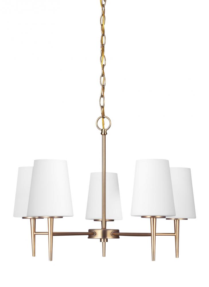 Generation Lighting 3140405-848 Driscoll contemporary 5-light indoor dimmable ceiling chandelier pendant light in satin brass gold f