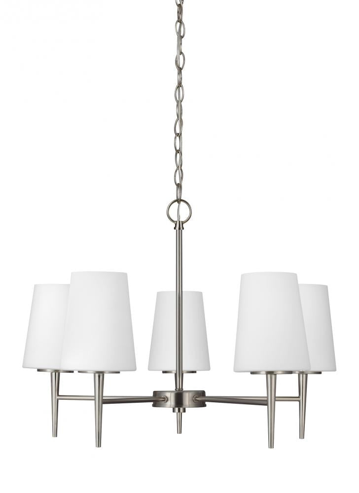 Generation Lighting 3140405-962 Driscoll contemporary 5-light indoor dimmable ceiling chandelier pendant light in brushed nickel sil