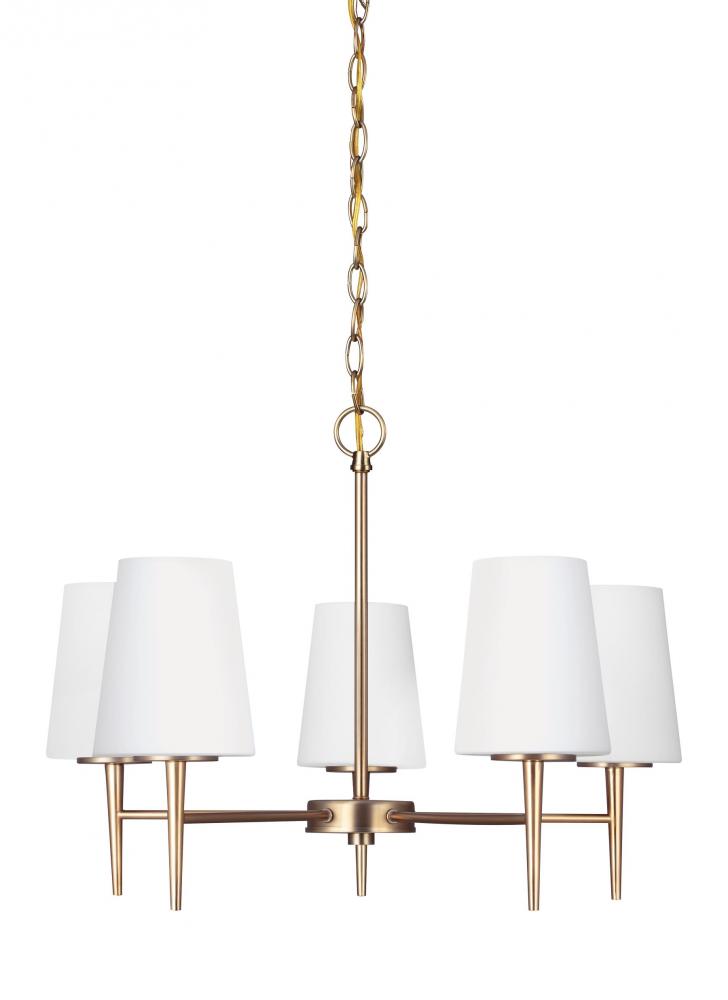 Generation Lighting 3140405EN3-848 Driscoll contemporary 5-light LED indoor dimmable ceiling chandelier pendant light in satin brass go