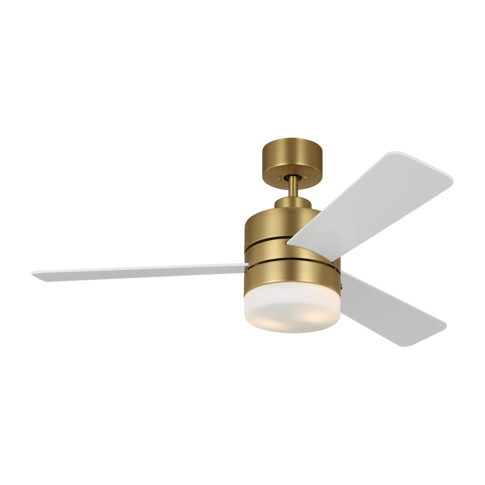 Generation Lighting 3ERAR44BBSD Era 44 LED Ceiling Fan in Burnished Brass with Matte White Blades and Light Kit