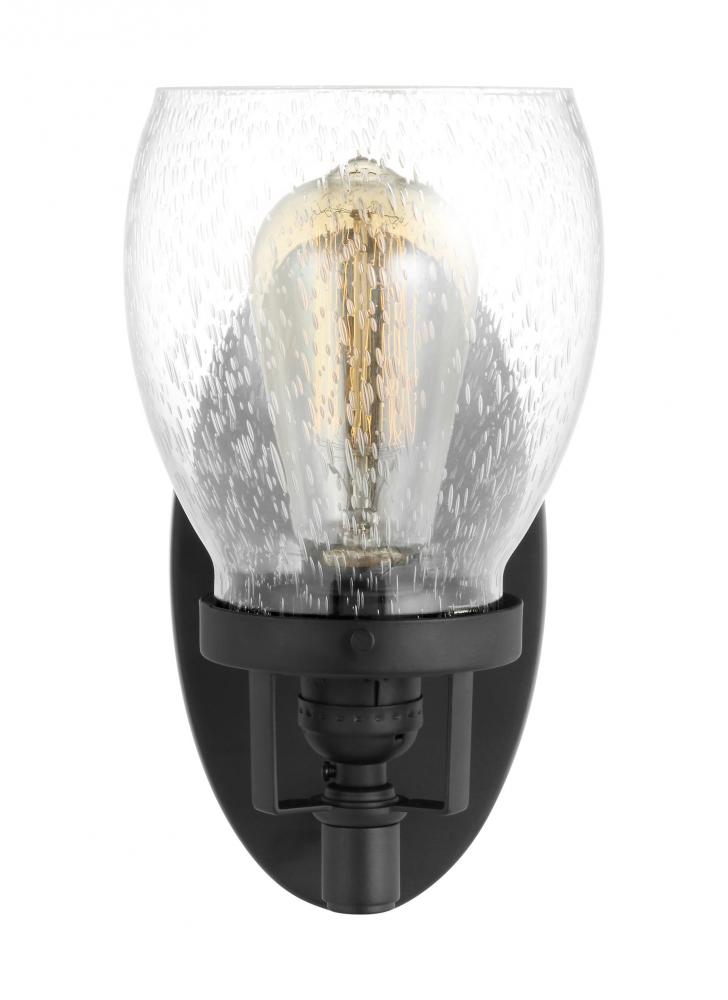 Generation Lighting 4114501-112 Belton transitional 1-light indoor dimmable bath vanity wall sconce in midnight black finish with cl