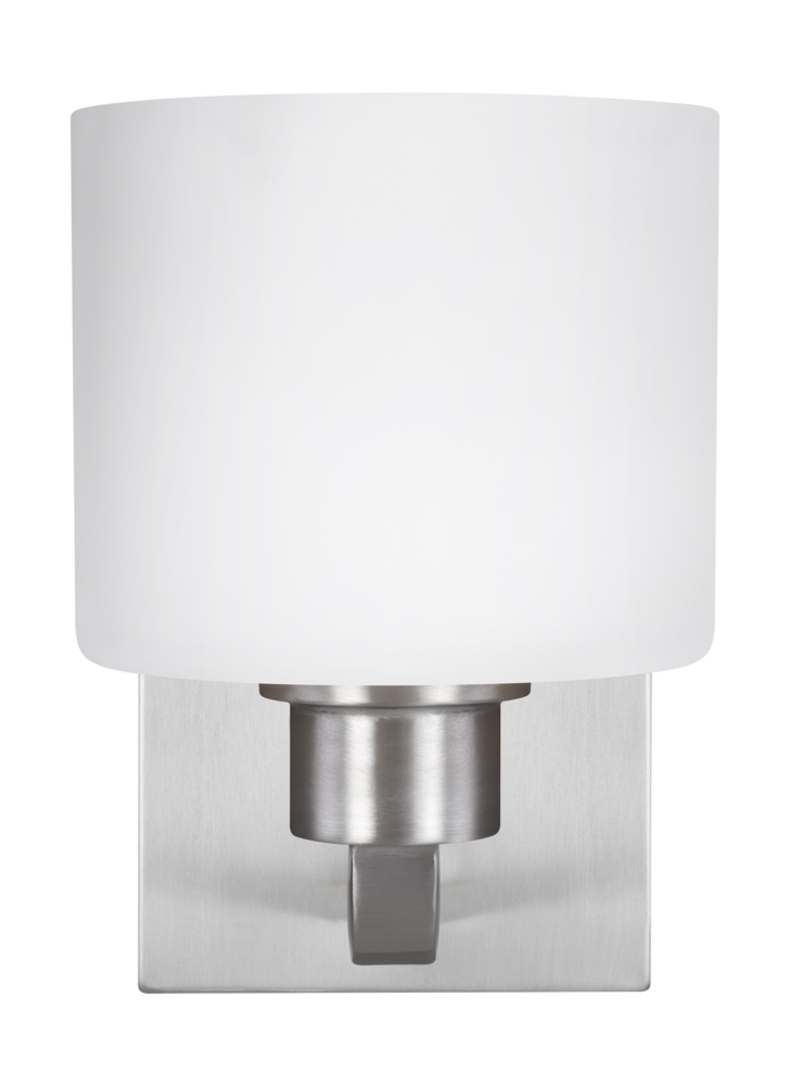 Generation Lighting 4128801-962 Canfield modern 1-light indoor dimmable bath vanity wall sconce in brushed nickel silver finish with