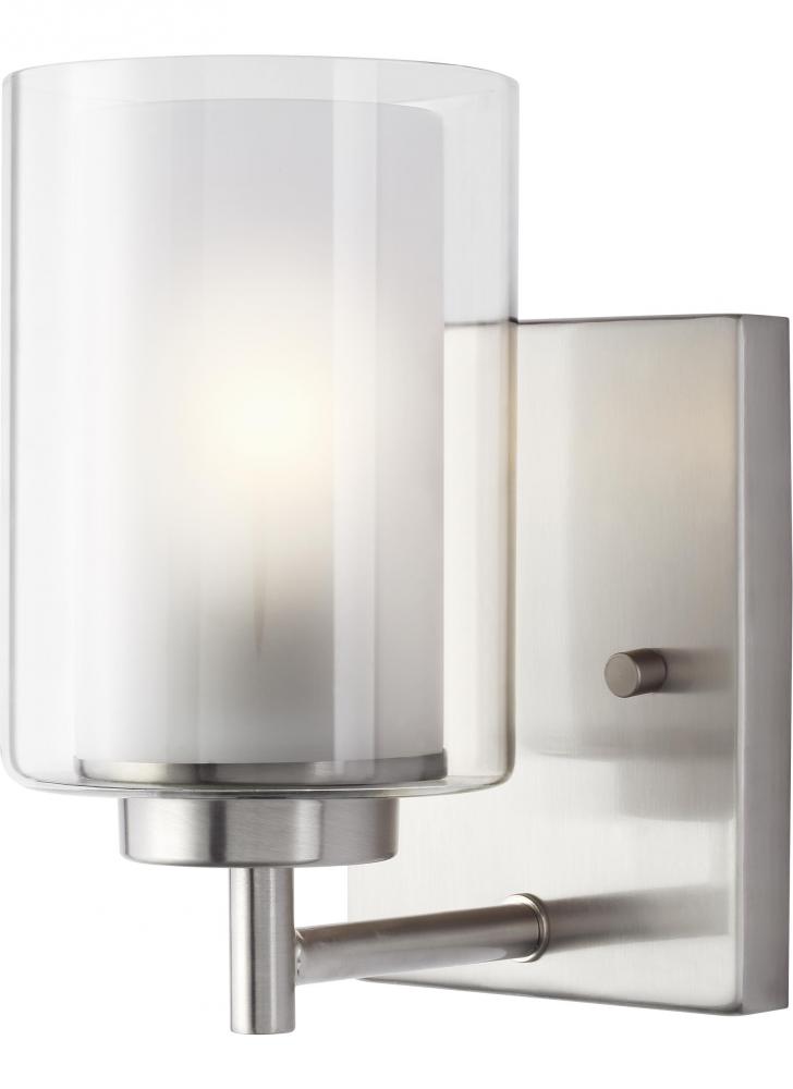 Generation Lighting 4137301-962 Elmwood Park traditional 1-light indoor dimmable bath vanity wall sconce in brushed nickel silver fi