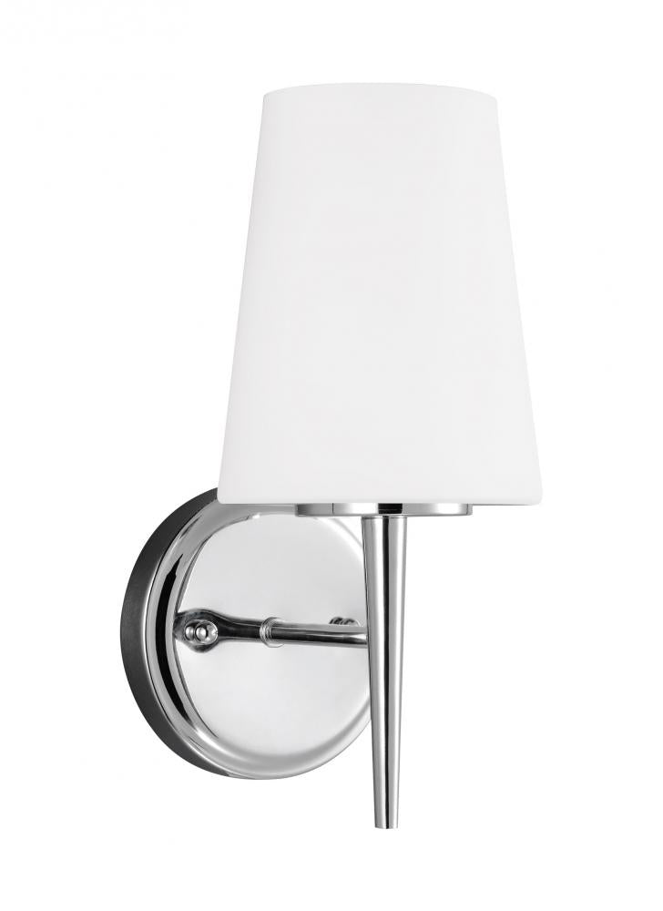 Generation Lighting 4140401-05 Driscoll contemporary 1-light indoor dimmable bath vanity wall sconce in chrome silver finish with c