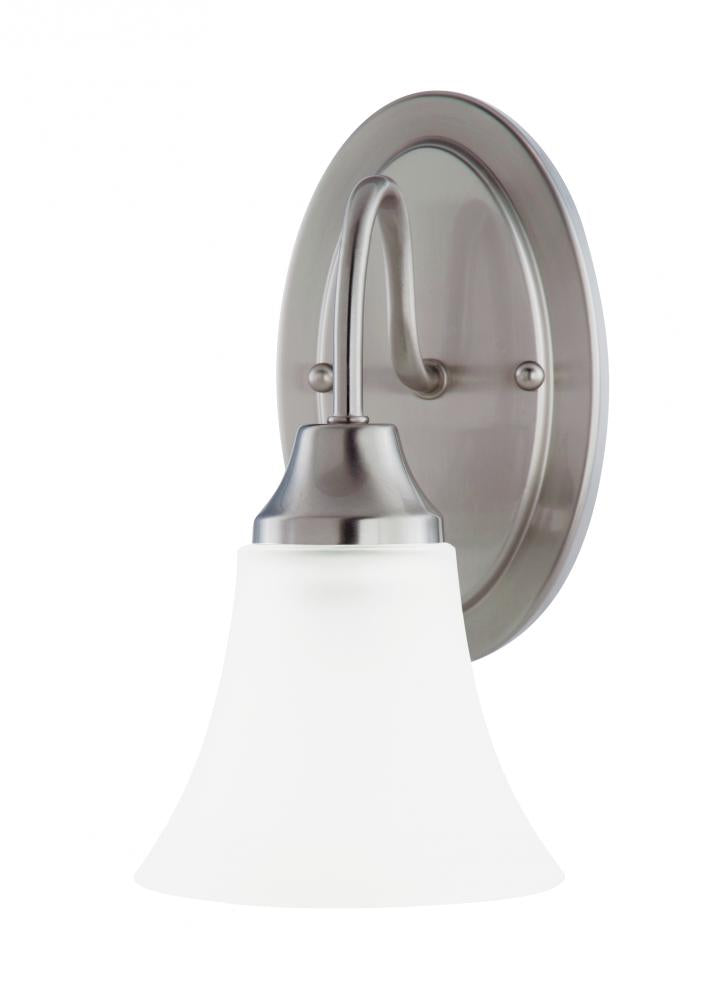 Generation Lighting 41806-962 Holman traditional 1-light indoor dimmable bath vanity wall sconce in brushed nickel silver finish w
