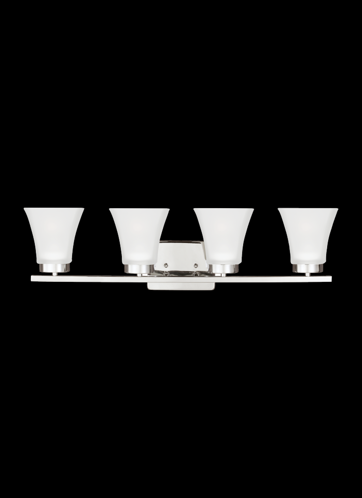 Generation Lighting 4411604-05 Bayfield contemporary 4-light indoor dimmable bath vanity wall sconce in chrome silver finish with s