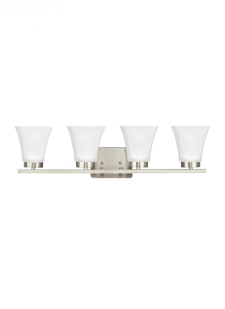 Generation Lighting 4411604EN3-962 Bayfield contemporary 4-light LED indoor dimmable bath vanity wall sconce in brushed nickel silver f