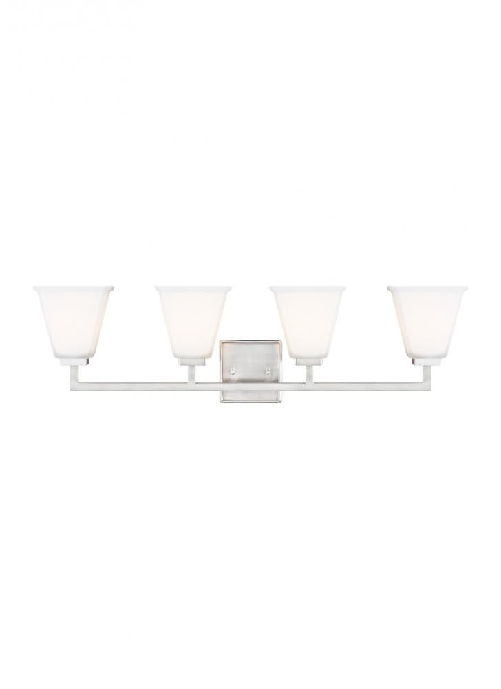 Generation Lighting 4413704-962 Ellis Harper classic 4-light indoor dimmable bath vanity wall sconce in brushed nickel silver finish