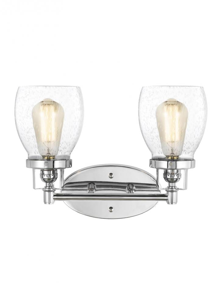 Generation Lighting 4414502-05 Belton transitional 2-light indoor dimmable bath vanity wall sconce in chrome silver finish with cle