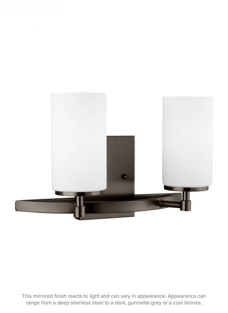 Generation Lighting 4424602-778 Alturas contemporary 2-light indoor dimmable bath vanity wall sconce in brushed oil rubbed bronze
