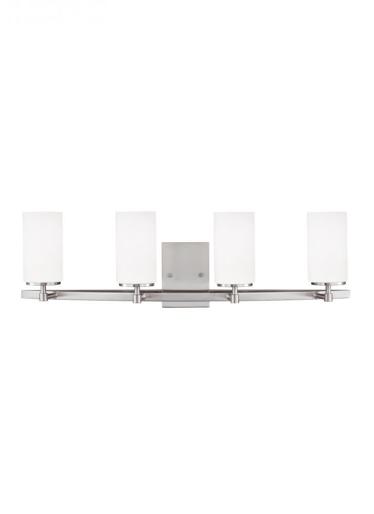Generation Lighting 4424604-962 Alturas contemporary 4-light indoor dimmable bath vanity wall sconce in brushed nickel silver finish