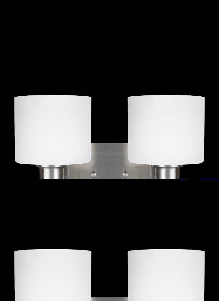 Generation Lighting 4428802-962 Canfield modern 2-light indoor dimmable bath vanity wall sconce in brushed nickel silver finish with