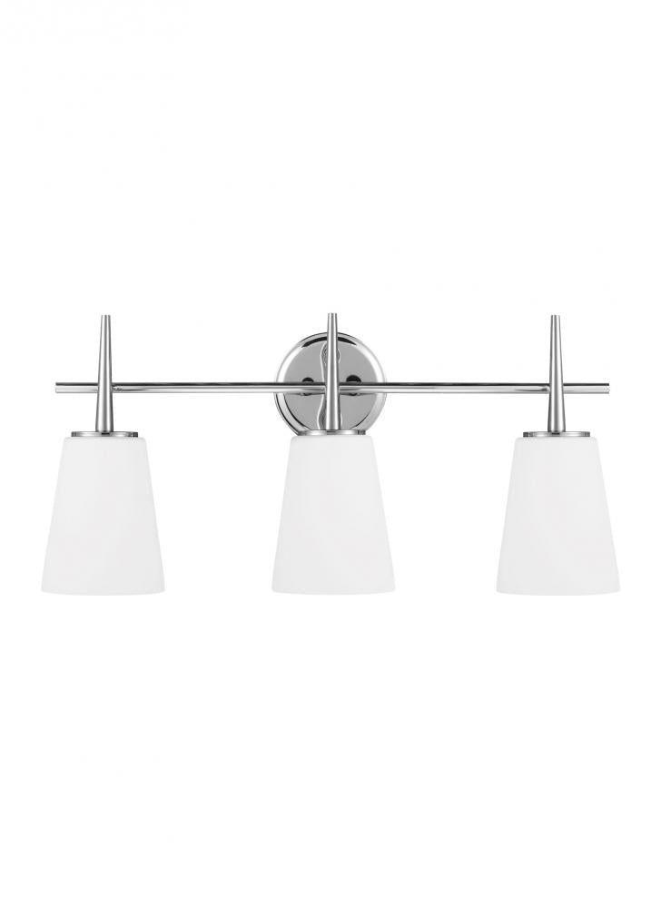 Generation Lighting 4440403-05 Driscoll contemporary 3-light indoor dimmable bath vanity wall sconce in chrome silver finish with c
