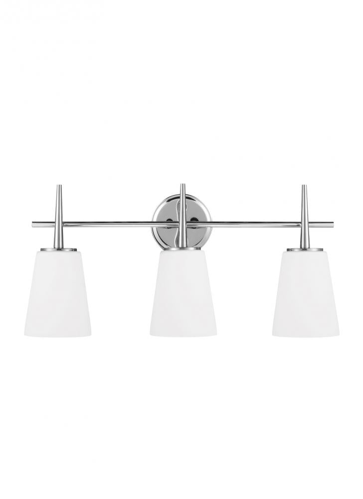 Generation Lighting 4440403EN3-05 Driscoll contemporary 3-light LED indoor dimmable bath vanity wall sconce in chrome silver finish wi