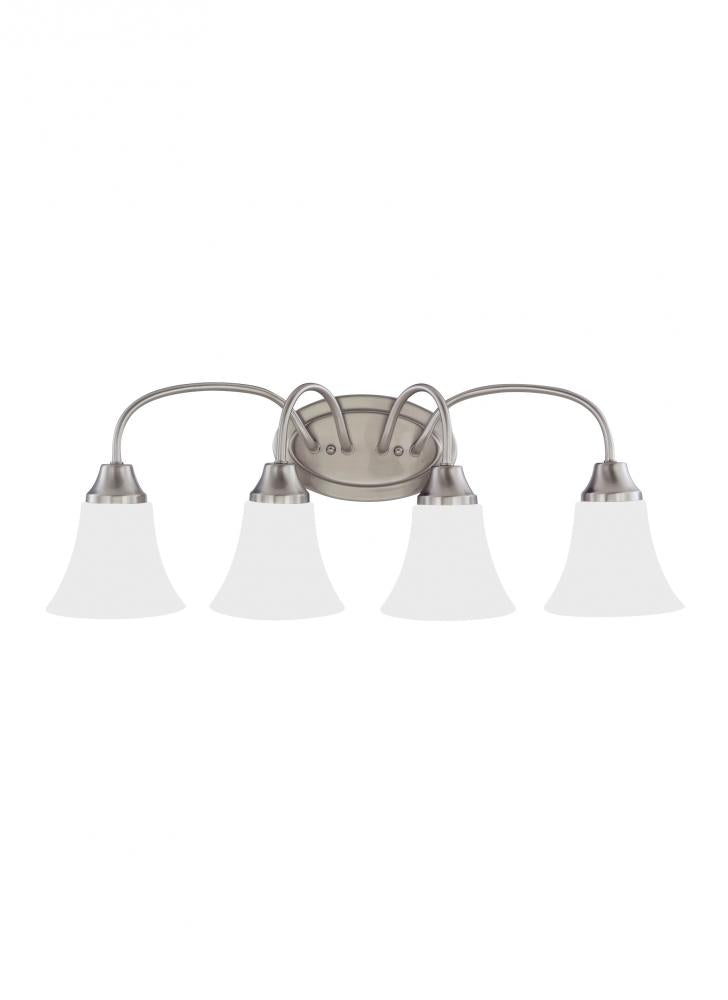 Generation Lighting 44808-962 Holman traditional 4-light indoor dimmable bath vanity wall sconce in brushed nickel silver finish w