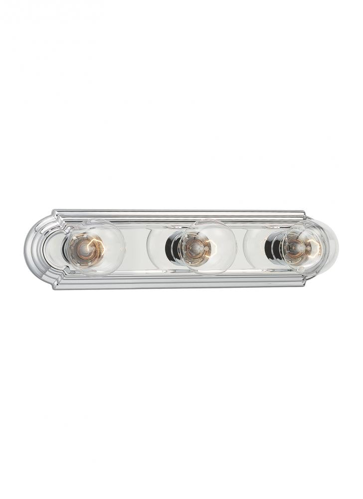 Generation Lighting 1022801 De-Lovely traditional 3-light indoor dimmable bath vanity wall sconce in chrome silver finish