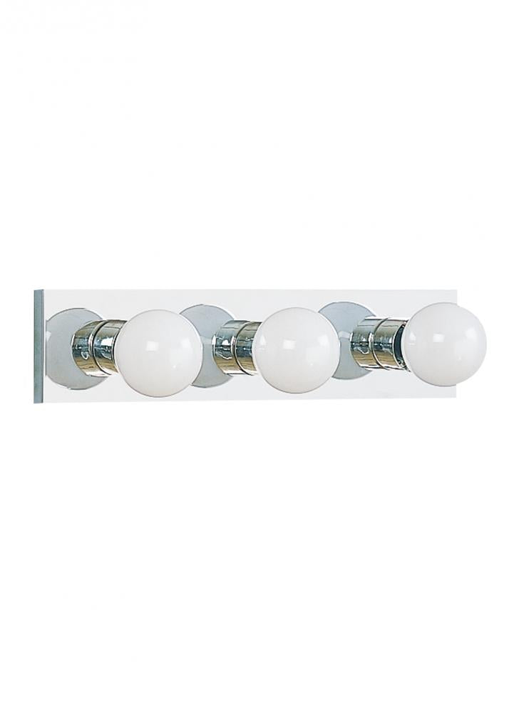 Generation Lighting 1036315 Center Stage traditional 3-light indoor dimmable bath vanity wall sconce in chrome silver finish