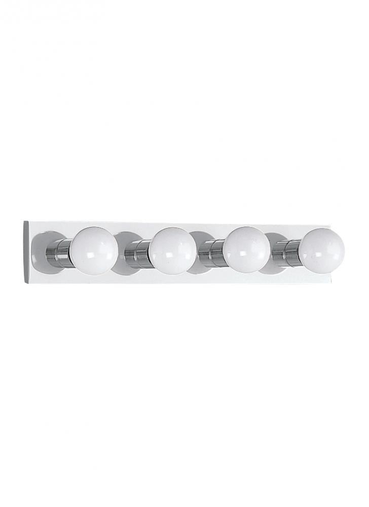 Generation Lighting 1036680 Center Stage traditional 4-light indoor dimmable bath vanity wall sconce in chrome silver finish