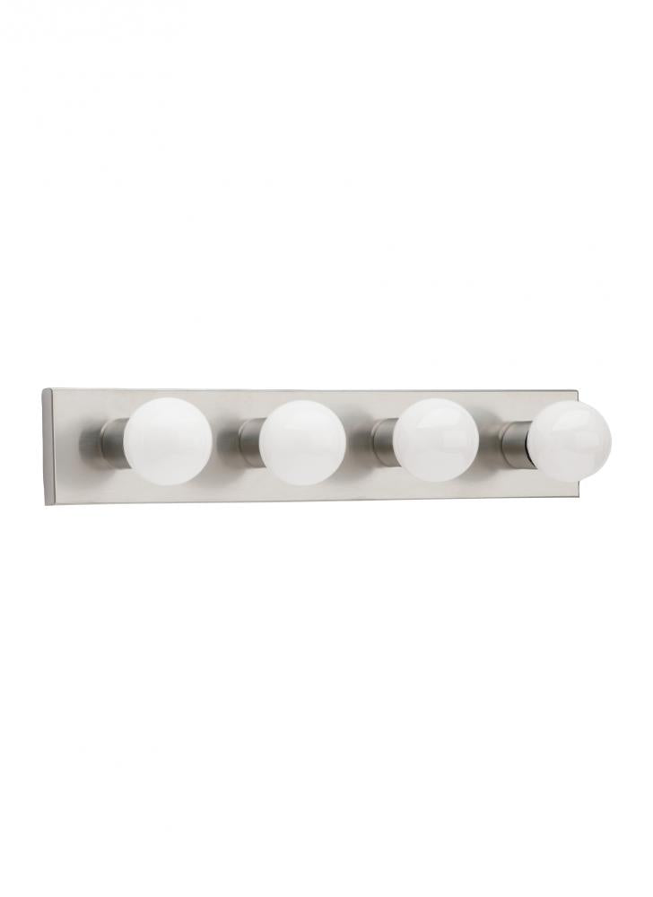 Generation Lighting 4738-98 Center Stage traditional 4-light indoor dimmable bath vanity wall sconce in brushed stainless silver