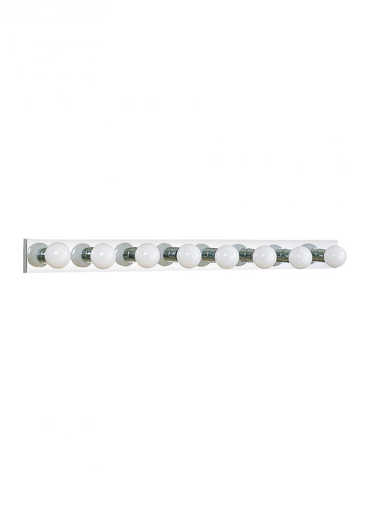 Generation Lighting 1037411 Center Stage traditional 8-light indoor dimmable bath vanity wall sconce in chrome silver finish