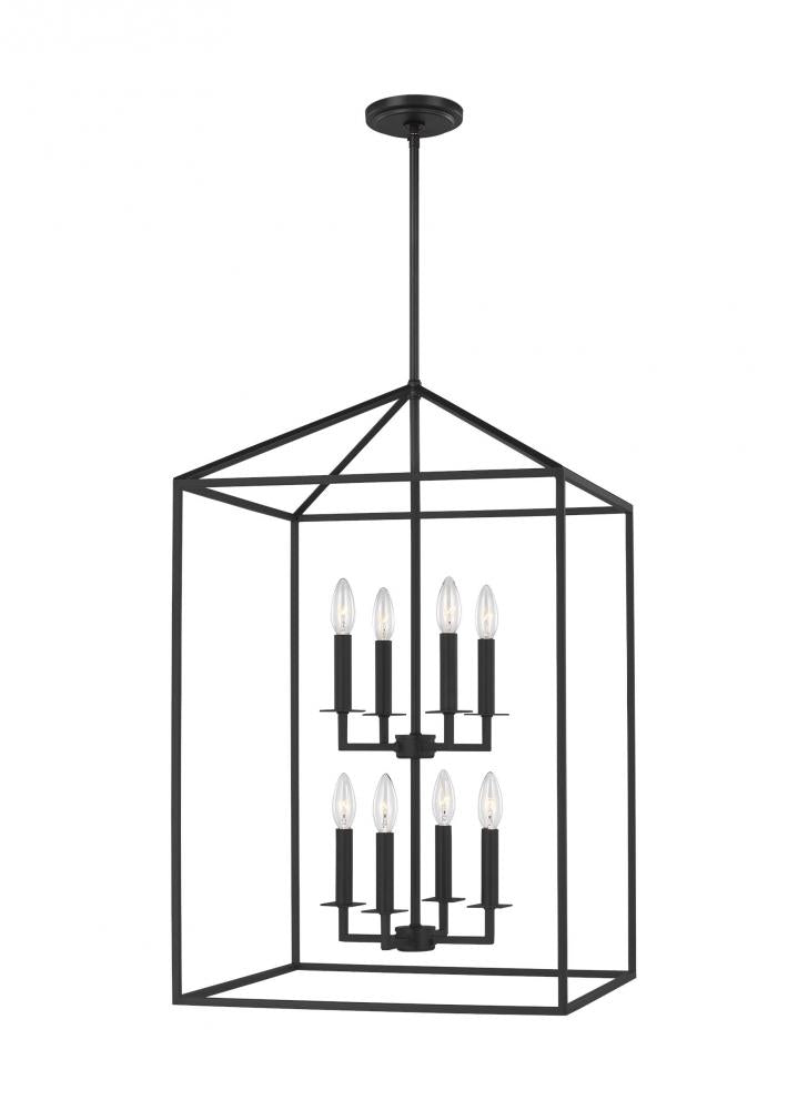 Generation Lighting 5115008-112 Perryton transitional 8-light indoor dimmable large ceiling pendant hanging chandelier light in midn
