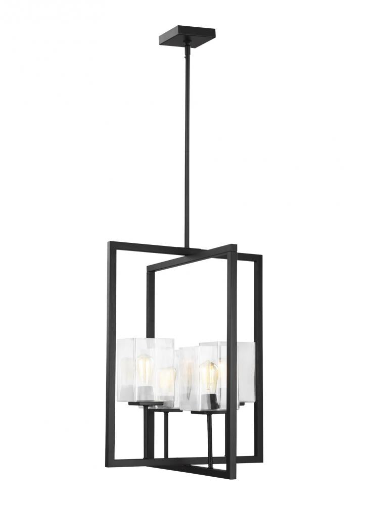 Generation Lighting 5241504-112 Mitte transitional 4-light indoor dimmable small ceiling pendant hanging chandelier light in midnigh
