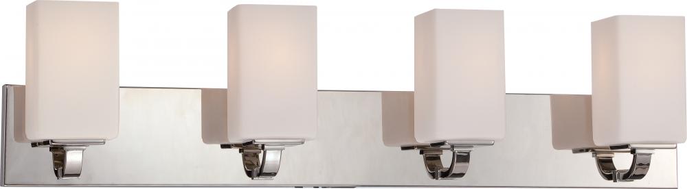 Nuvo 60-5184 Vista; 4 Light; Vanity Fixture with Etched Opal Glass; Po
