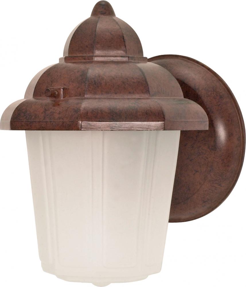 Nuvo 60-640 1 Light; 9 in.; Wall Lantern; Hood Lantern with Satin Fros