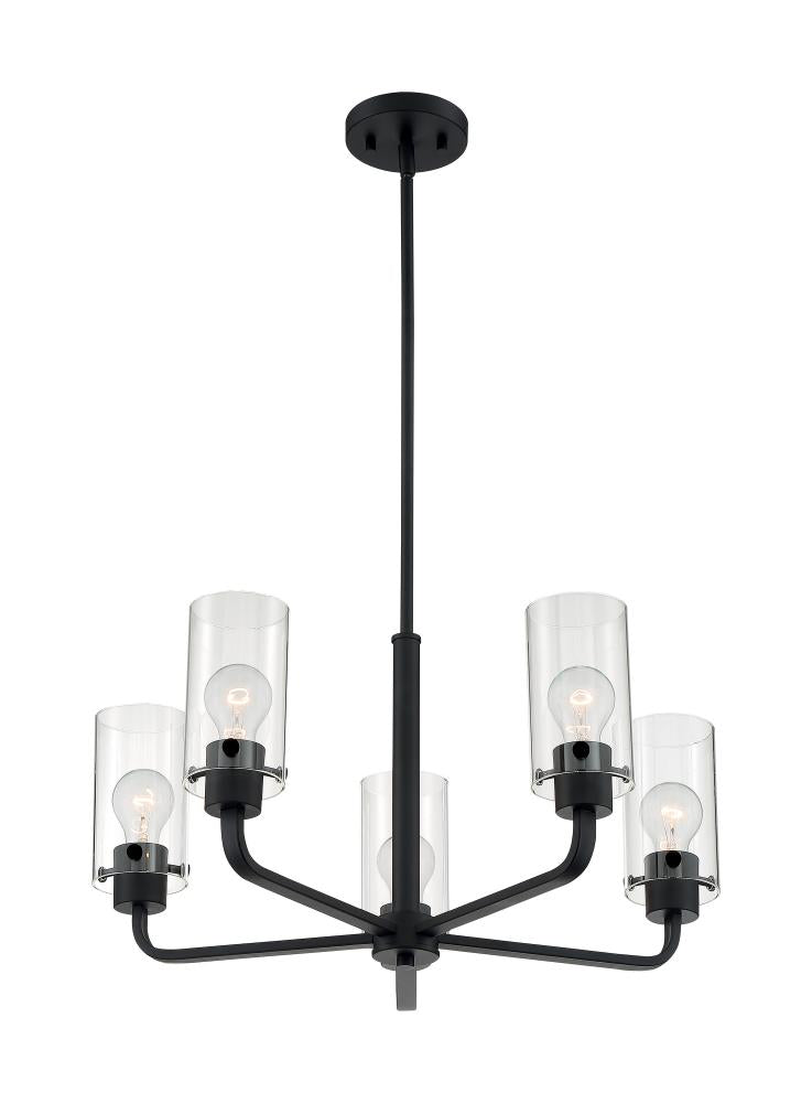Nuvo 60-7275 Sommerset - 5 Light Chandelier with Clear Glass - Matte B