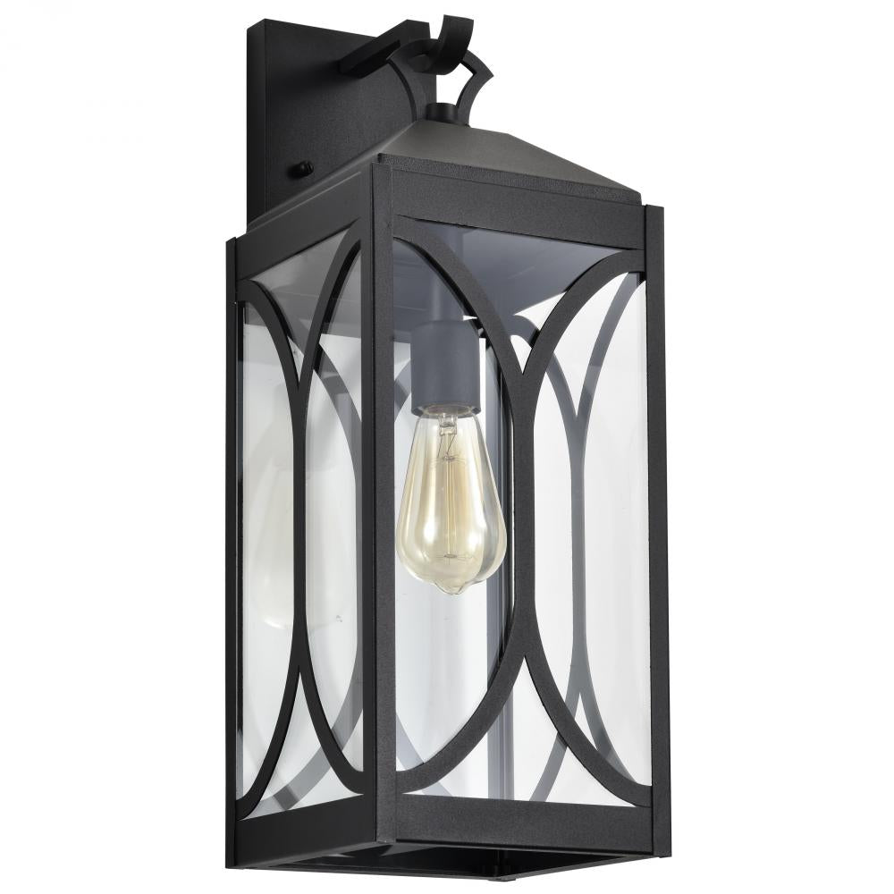 Nuvo 60-8123 Oaklyn; 1 Light Large Wall Lantern; Matte Black with Clea