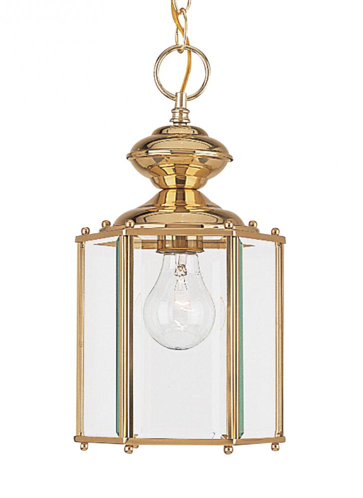 Generation Lighting 1500449 Classico traditional 1-light outdoor exterior semi-flush convertible ceiling pendant in polished bra
