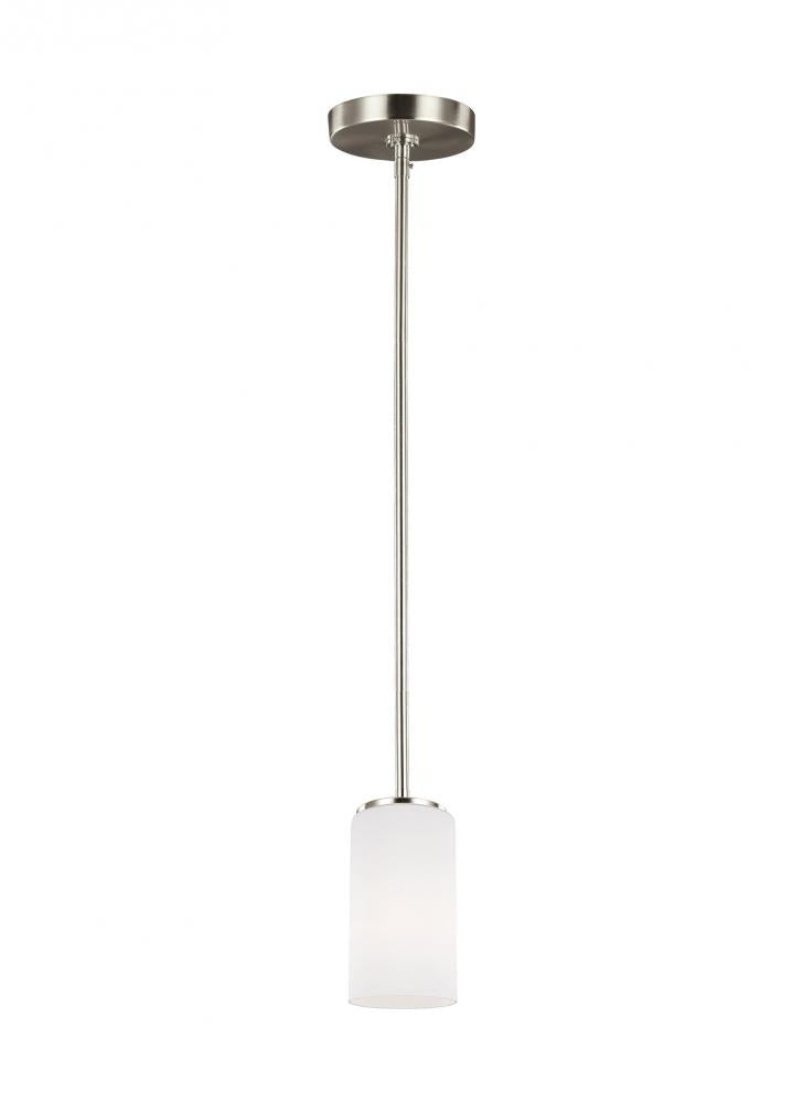Generation Lighting 6124601-962 Alturas contemporary 1-light indoor dimmable ceiling hanging single pendant light in brushed nickel