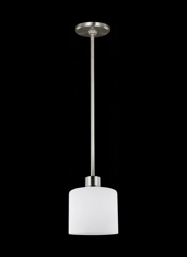 Generation Lighting 6128801-962 Canfield modern 1-light indoor dimmable ceiling hanging single pendant light in brushed nickel silve