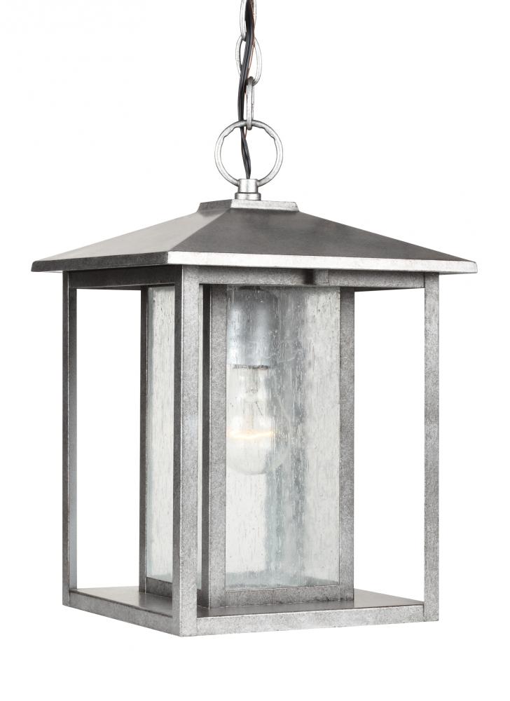 Generation Lighting 62027-57 Hunnington contemporary 1-light outdoor exterior pendant in weathered pewter grey finish with clear