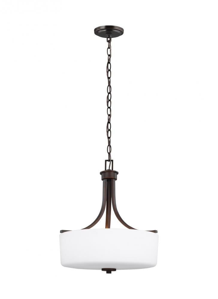 Generation Lighting 6528803EN3-710 Canfield modern 3-light LED indoor dimmable ceiling pendant hanging chandelier pendant light in bron