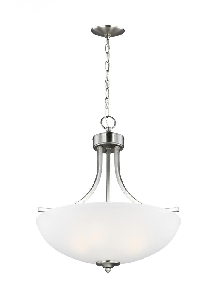 Generation Lighting 6616503EN3-962 Geary transitional 3-light LED indoor dimmable ceiling pendant hanging chandelier pendant light in b