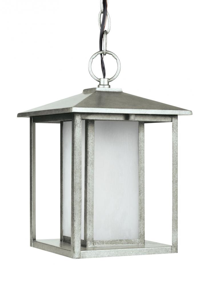 Generation Lighting 69029EN3-57 Hunnington contemporary 1-light LED outdoor exterior pendant in weathered pewter grey finish with et