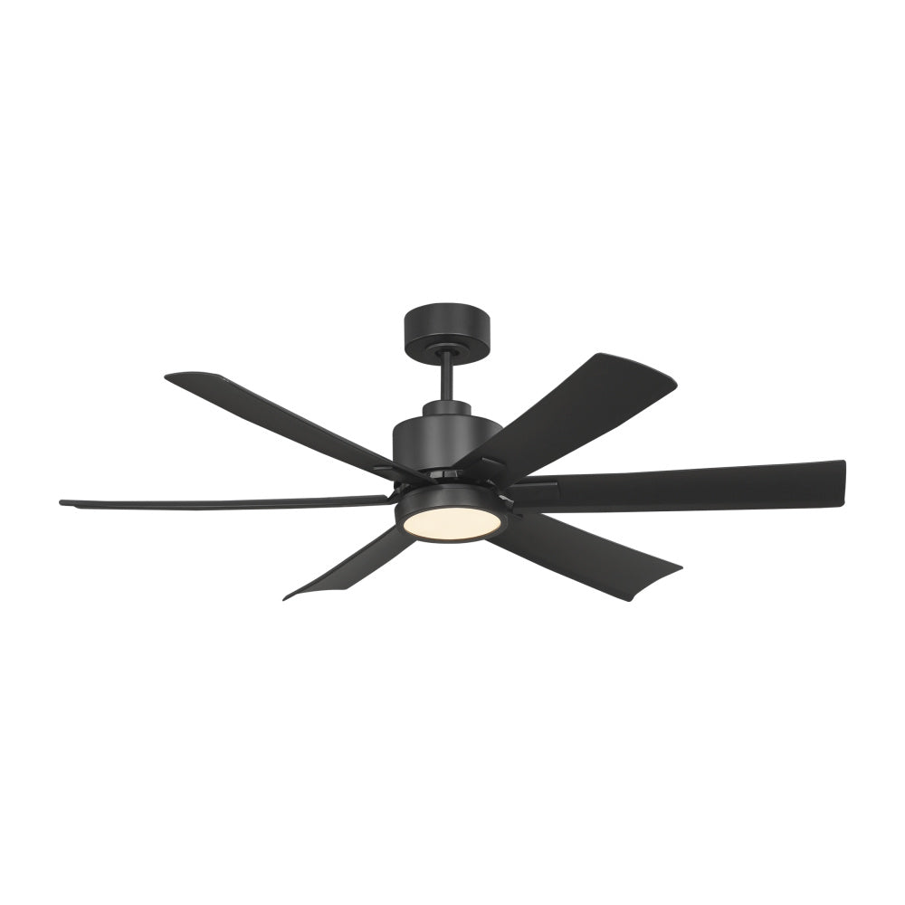 Generation Lighting 6FLSM52MBKD Flera Smart 52 LED Ceiling Fan in Midnight Black with Midnight Black Blades