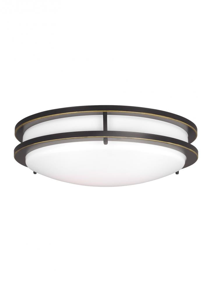 Generation Lighting 7650893S-71 Mahone traditional dimmable indoor medium LED 1-Light flush mount ceiling fixture in an antique bron