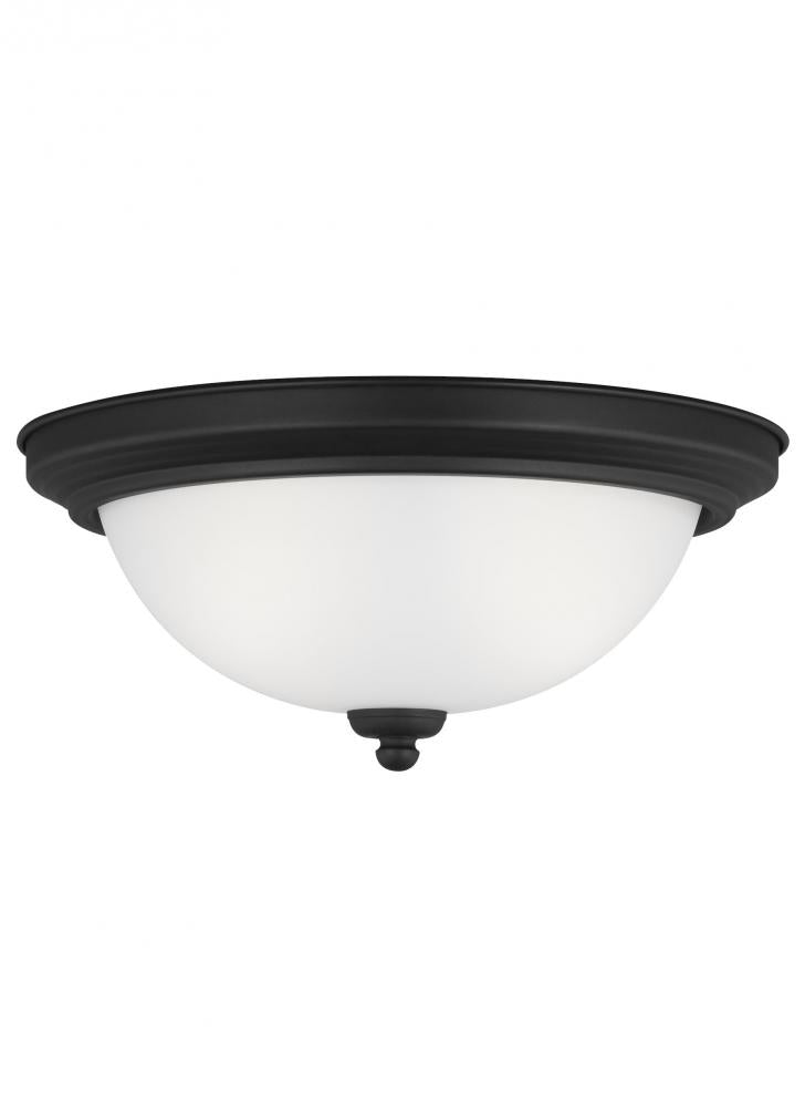 Generation Lighting 77064-112 Geary transitional 2-light indoor dimmable ceiling flush mount fixture in midnight black finish with