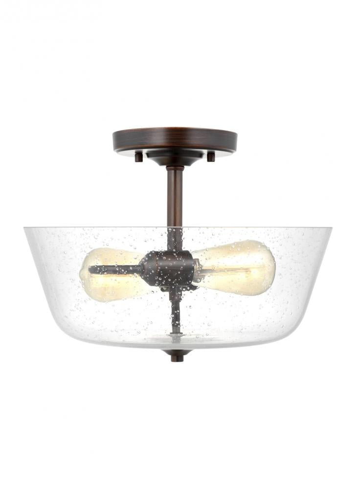 Generation Lighting 7714502-710 Belton transitional 2-light indoor dimmable ceiling semi-flush mount in bronze finish with clear see