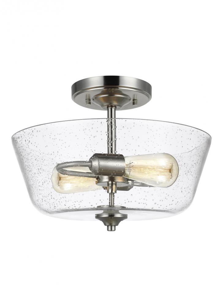 Generation Lighting 7714502-962 Belton transitional 2-light indoor dimmable ceiling semi-flush mount in brushed nickel silver finish