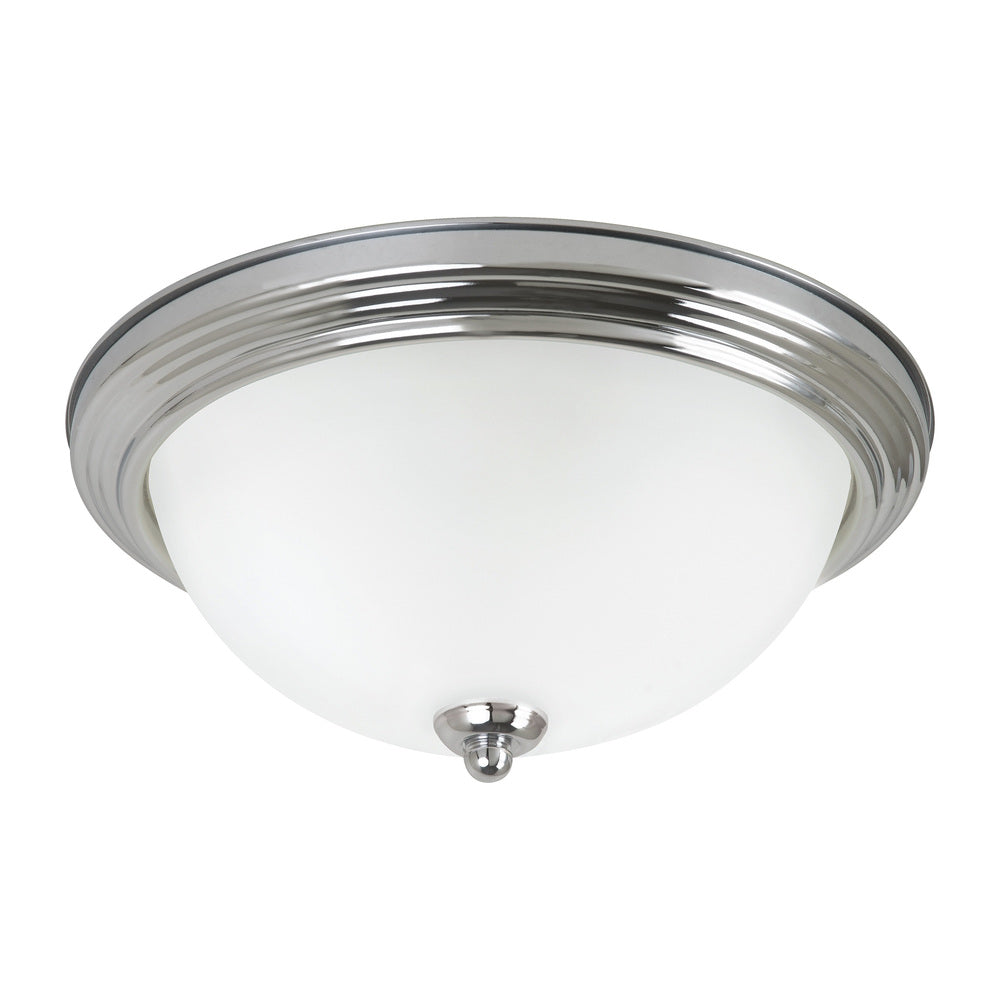 Generation Lighting 77065-05 Geary transitional 3-light indoor dimmable ceiling flush mount fixture in chrome silver finish with